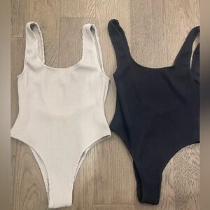 One Piece Swimsuit Set - Black and Cream
